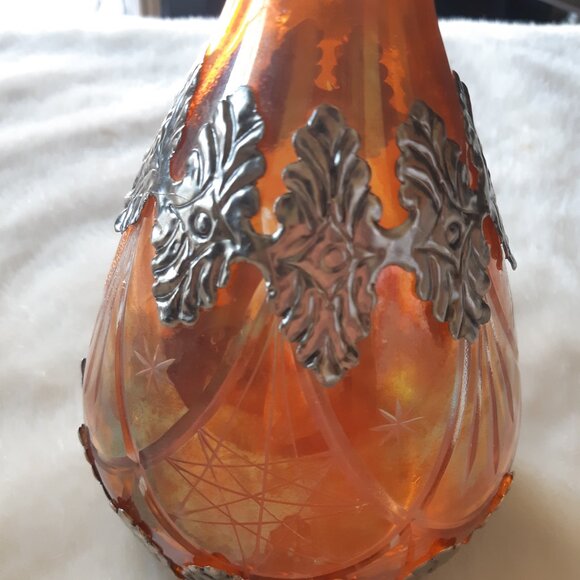 Art Nouveau Ornate Cut Glass Decanter with Silver, Circa 1900s, Made in Germany - Picture 13 of 16